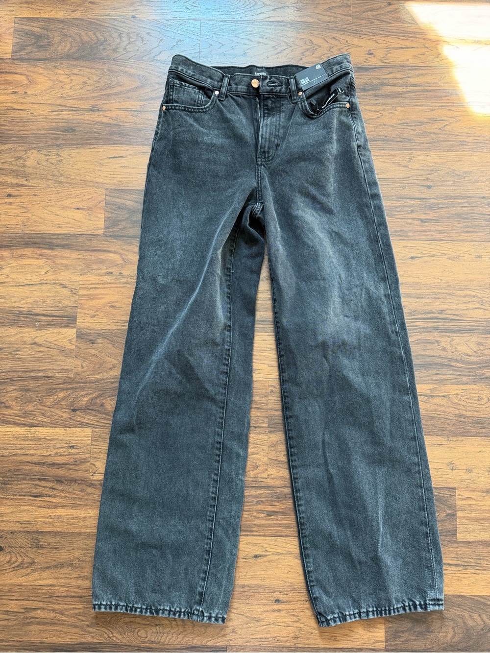 Express Women's Wide-Leg Flare Jeans - Washed Black